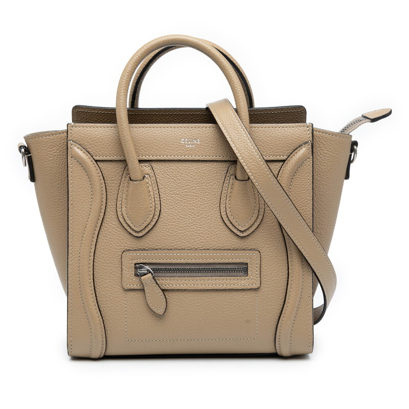 セリーヌ ラゲージ ナノショッパー ハンドバッグ ショルダーバッグ 2WAY ベージュ レザー レディース CELINE 【中古】拍卖