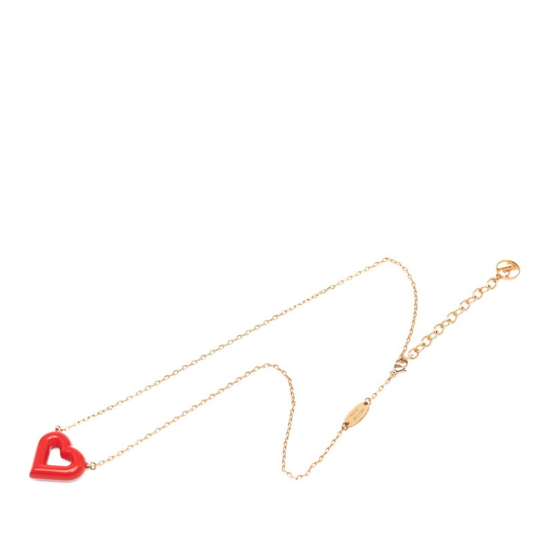 ルイ ヴィトン LV&V ハート ペンダント ネックレス M61137 ゴールド レッド メッキ レディース LOUIS VUITTON 【中古】拍卖