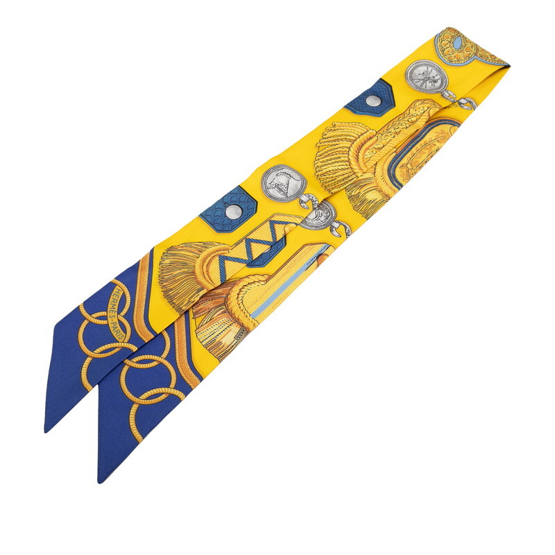 エルメス ツイリー EPAULETTES 肩章 スカーフ イエロー マルチカラー シルク レディース HERMES 【中古】拍卖