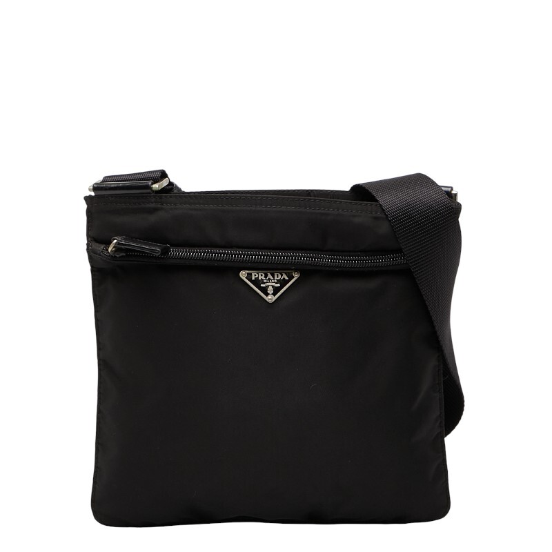 プラダ 三角ロゴプレート ショルダーバッグ ブラック ナイロン レディース PRADA 【中古】拍卖