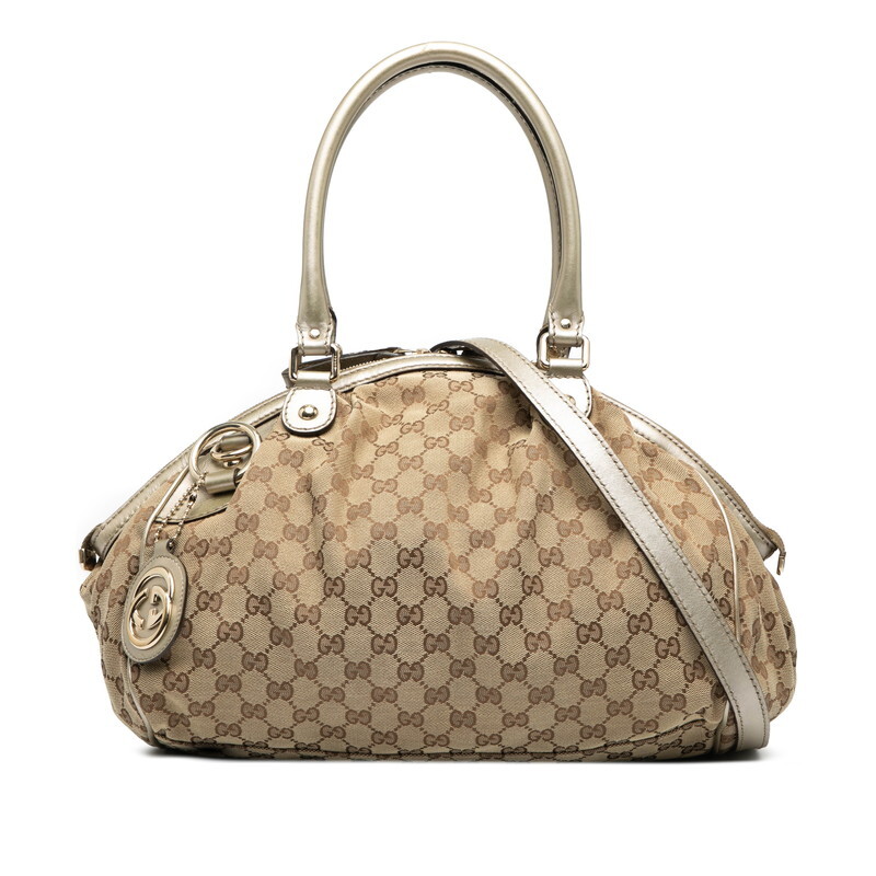 グッチ GGキャンバス スーキー ハンドバッグ ショルダーバッグ 2WAY 223974 ベージュ ゴールド キャンバス レザー GUCCI 【中古】拍卖