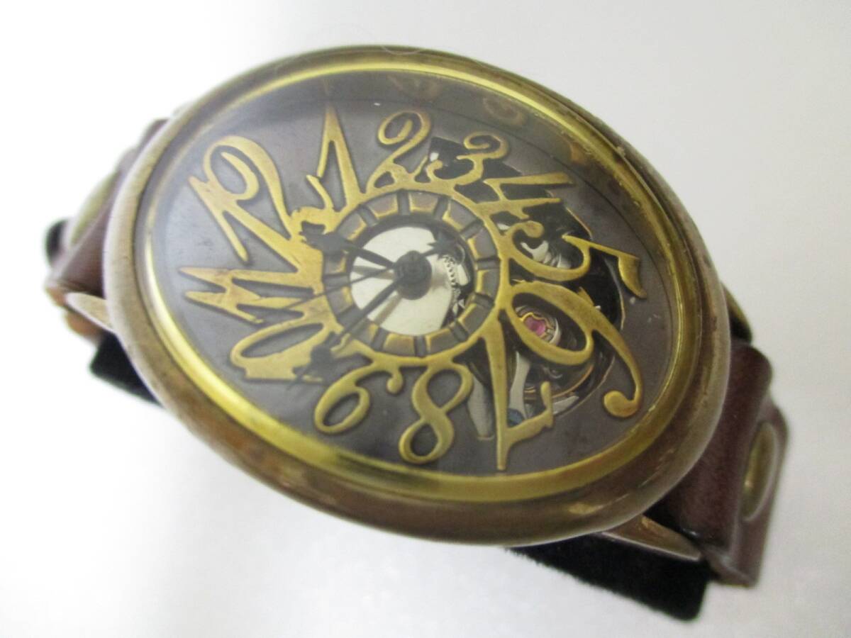 ☆【KH⑥-83】MU-RA/ムーラ? 3針 自動巻 ハンドメイドウォッチ? オーバル 両面スケルトン アンティーク調 動作品☆拍卖