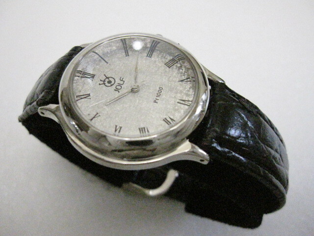 ☆【KH⑥-65】JOLF/ニッポン放送 Pt1000 SILVER 925刻印 3針QZ シルバーケース 記念刻印あり 動作品☆拍卖