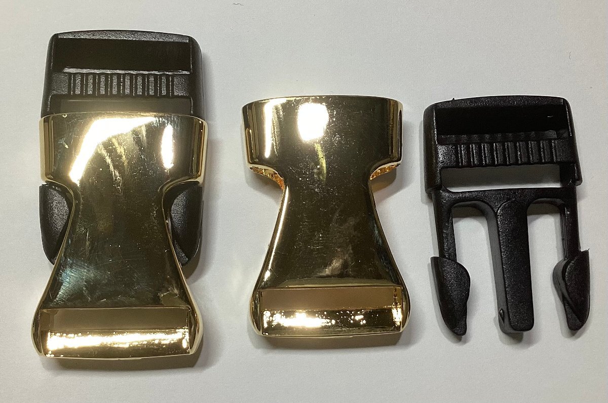 即決☆テープバックル☆金属&樹脂☆24金染め☆ベルト幅25mm☆2組☆1番拍卖