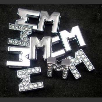 即決/クリア・アルファベット【M】スワロフスキー調/幅10mm/1個拍卖