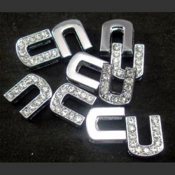 即決/クリア・アルファベット【U】スワロフスキー調/幅10mm/1個拍卖