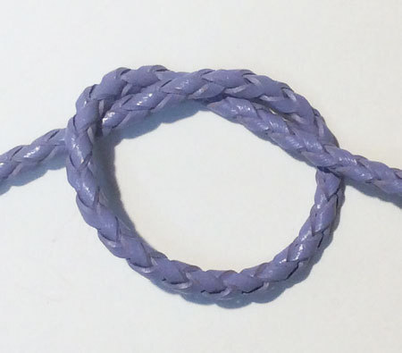 即決☆本革・編み紐☆4本丸編☆太3.0mm☆100cm☆コバ処理あり☆青紫☆A1拍卖