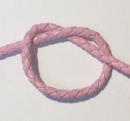 即決☆本革・編み紐☆4本丸編☆太3.0mm☆100cm☆コバ処理あり☆ピンク☆A1拍卖