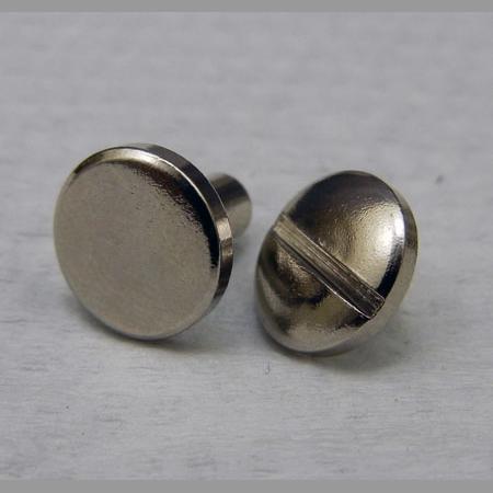 即決☆ネジカシメ☆真鍮製・単弧面☆ニッケル☆頭径10mm・棒太4mm・棒長8mm☆10組☆N3拍卖