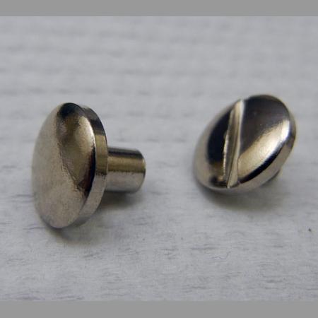 即決☆ネジカシメ☆真鍮製・両弧面☆ニッケル☆頭径10mm・棒太4mm・棒長6mm☆30組☆N2拍卖