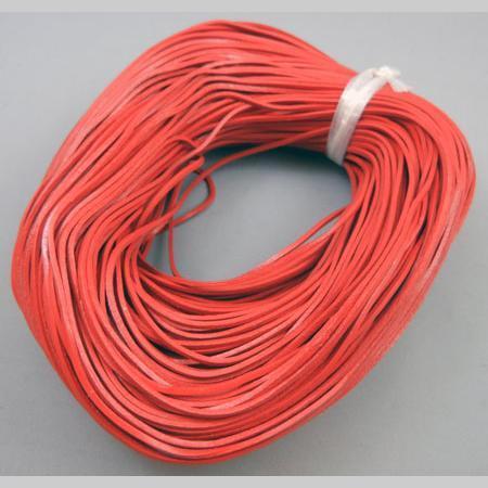 即決☆革レース☆平紐☆幅2.0mm・厚さ2.0mm☆赤色☆2.25m☆全8色☆A1拍卖