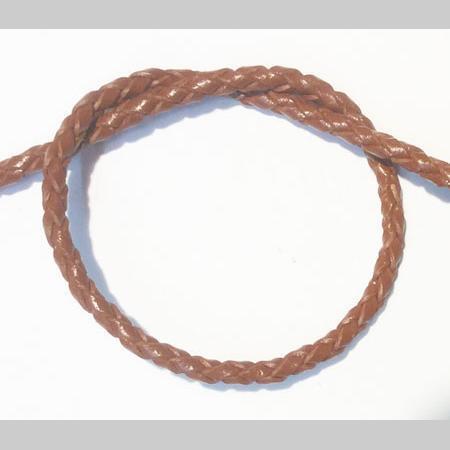 即決☆本革・編み紐☆4本丸編☆太3.0mm☆10cm☆コバ処理あり☆薄茶☆A1拍卖