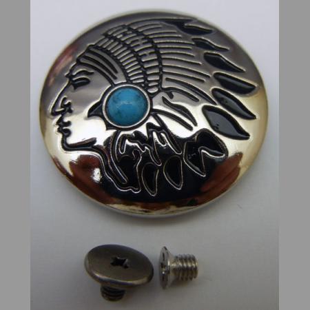 即決/コンチョ/合金/銀古美/30mm4.3mm/ターコイズ調青/1組/A4拍卖