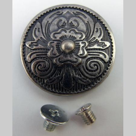 即決/コンチョ/合金/黒古美/30mm・5.7mm/唐草模様/1組/C3拍卖