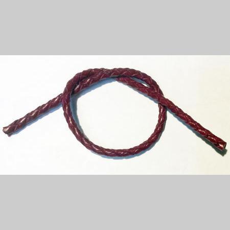 即決☆本革・編み紐☆4本丸編☆太3.0mm☆10cm☆コバ処理あり☆赤紫☆A1拍卖