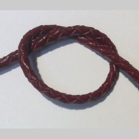 即決☆本革・編み紐☆4本丸編☆太4.0mm☆10cm☆コバ処理あり☆赤紫☆A2拍卖
