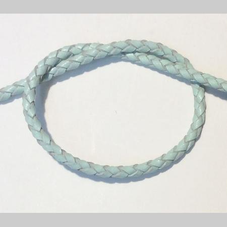 即決☆本革・編み紐☆4本丸編☆太3.0mm☆10cm☆コバ処理なし☆水色☆B1拍卖