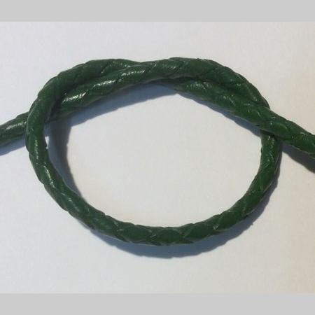 即決☆本革・編み紐☆4本丸編☆太4.0mm☆10cm☆コバ処理あり☆緑色☆A2拍卖