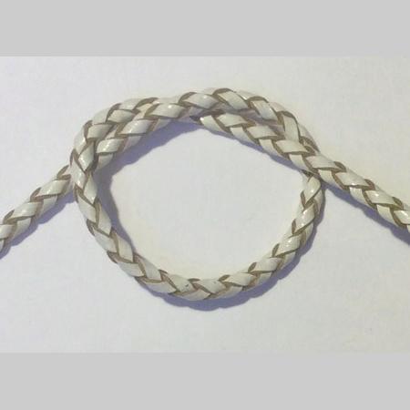 即決☆本革・編み紐☆4本丸編☆太3.0mm☆100cm☆コバ処理なし☆白色☆B1拍卖