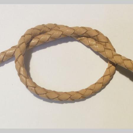 即決☆本革・編み紐☆4本丸編☆太4.0mm☆10cm☆コバ処理あり☆ベージュ☆A2拍卖