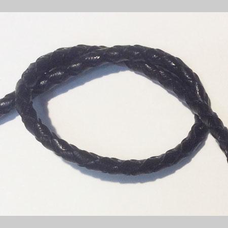 即決☆本革・編み紐☆4本丸編☆太4.0mm☆10cm☆コバ処理あり☆黒色☆A2拍卖