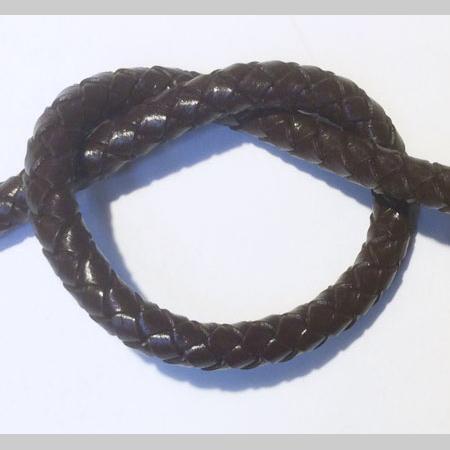 即決☆本革・編み紐☆6本丸編☆太6.0mm☆100cm☆コバ処理あり☆こげ茶☆A4拍卖