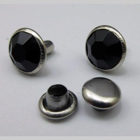即決☆リベット・カシメ式☆ニッケル☆径8mm・足長4.5mm☆黒色☆10組拍卖