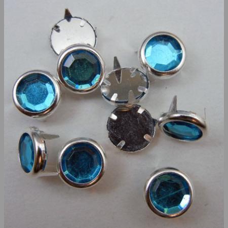 即決/丸形スタッズ/樹脂/水色/径8mm/4爪/49個/LBL4拍卖