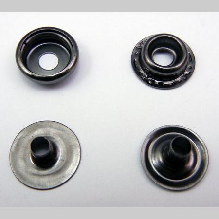 即決☆ドットボタン☆黒ニッケル☆頭径15mm☆50組☆頭なし☆4番拍卖