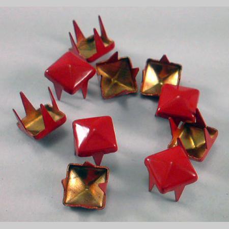 即決/ピラミッド/スタッズ・鋲/赤色/6mm/4爪/100個/銅/RE1拍卖