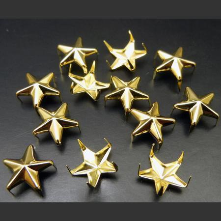 即決/星形/スタッズ・鋲/ゴールド/12mm/5本爪/100個/銅/2番拍卖