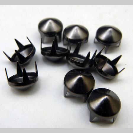 即決☆コニカル円錐形・スタッズ・鋲☆真鍮製☆径8mm・高4mm☆4本爪☆黒ニッケル☆50個☆1番拍卖
