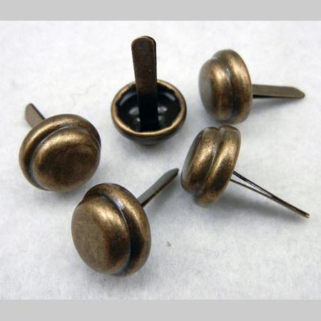 即決/2重ドーム形/スタッズ鋲/古美/頭径15mm/割足/10個/2番拍卖
