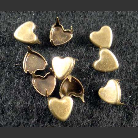 即決/ハート形/スタッズ/古美/6×6mm/平面3爪/10個/銅/1番拍卖