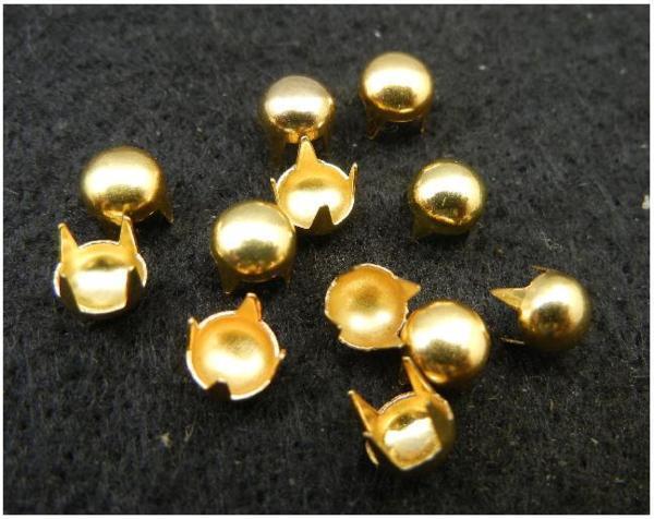 即決/ドーム形/スタッズ/ゴールド/頭6mm/4本爪/100個 /銅/2番拍卖