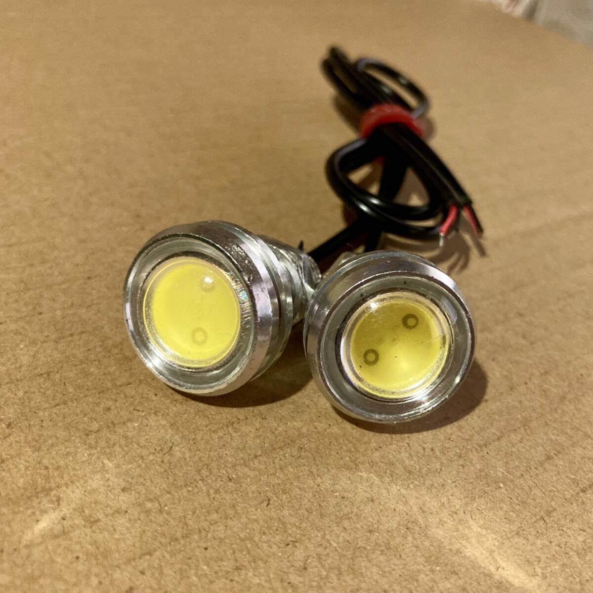 4個セット LED イーグルアイ 白 ホワイト 本体色シルバー 23mm 12V COB スポットライト 丸形 ボルト 防水拍卖