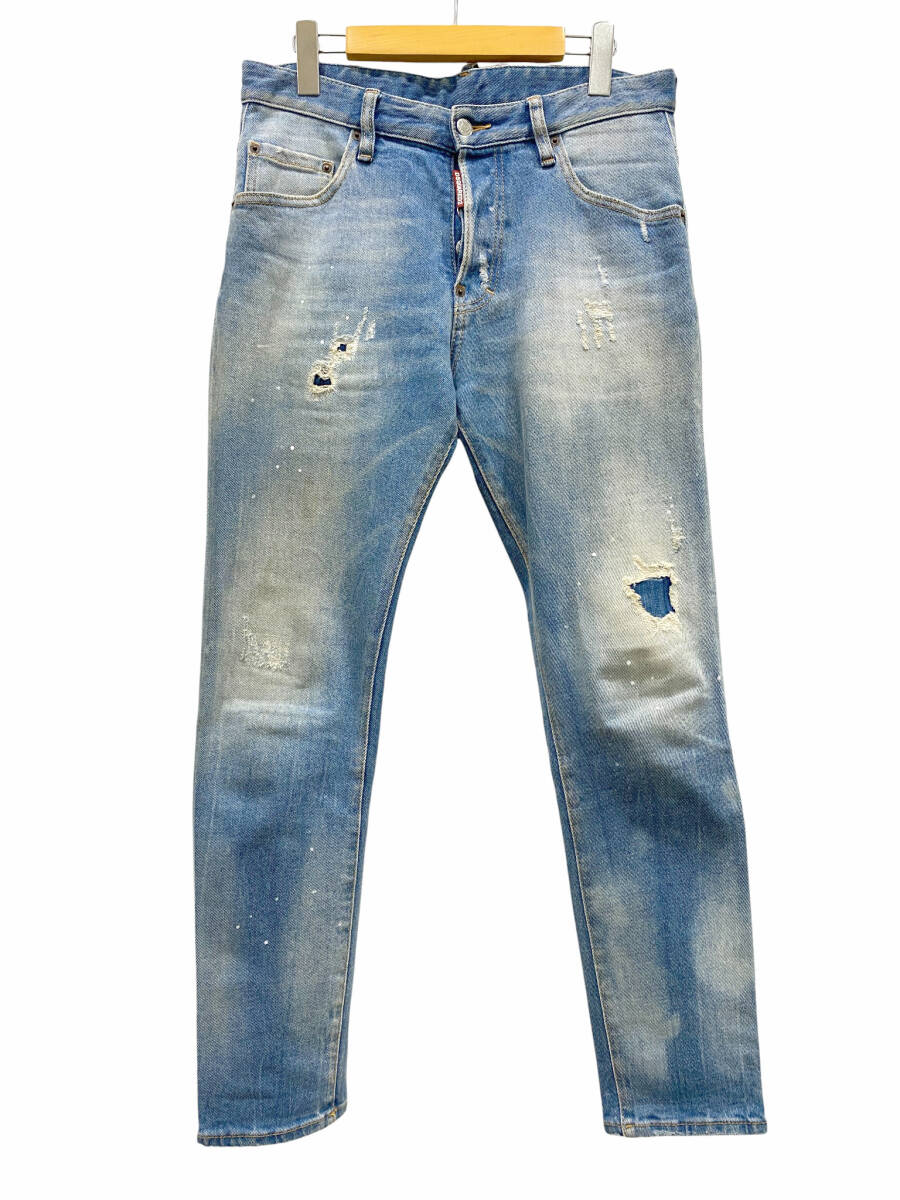 ディースクエアード DSQUARED2 デニムパンツ ジーンズ LIGHT BLU HOLES WASH SKATER JEANS S74LB0658 size 46 メンズ拍卖