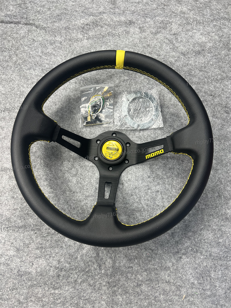 MOMO ステアリング 車ハンドル ステアリングホイール 13インチ 競技用改装ハンドルホイール Yellow RH004拍卖
