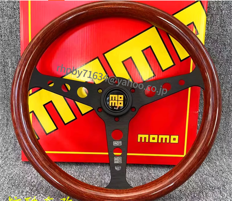 新入荷 MOMO モモ ステアリング14インチ ウッド調 ウッドステアリング競技用改装ハンドル ●RH054拍卖