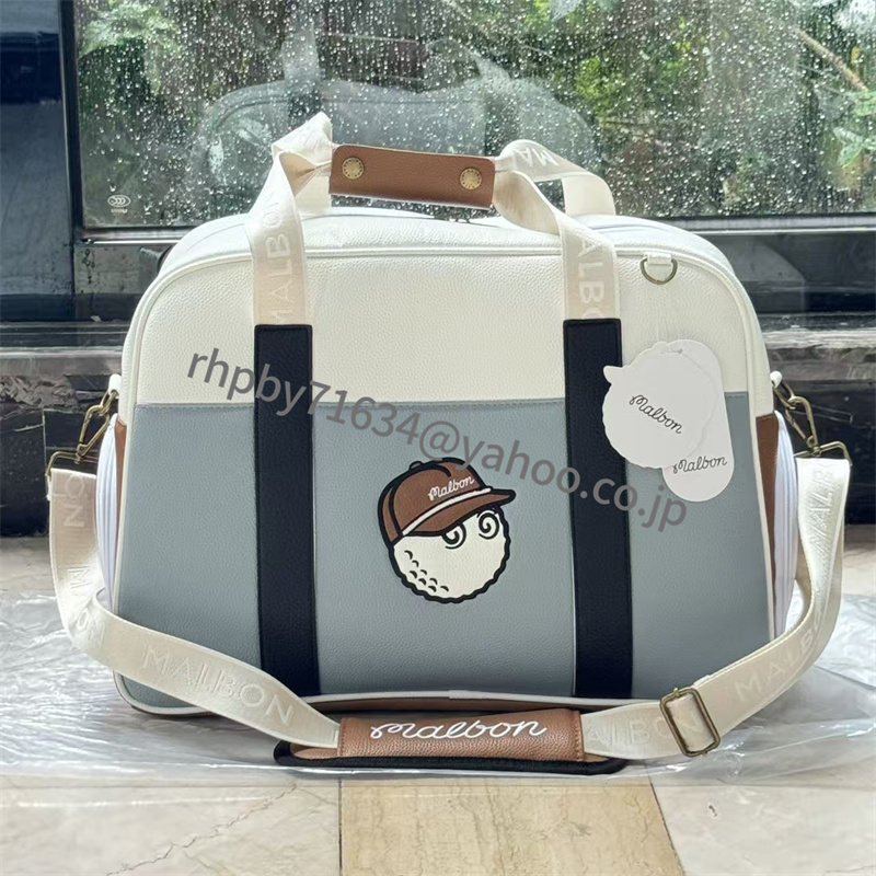 新品Malbon マルボンゴルフ ボストンバッグ シューズケース Light blue 46*23*33衣類バッグ ●RH108拍卖