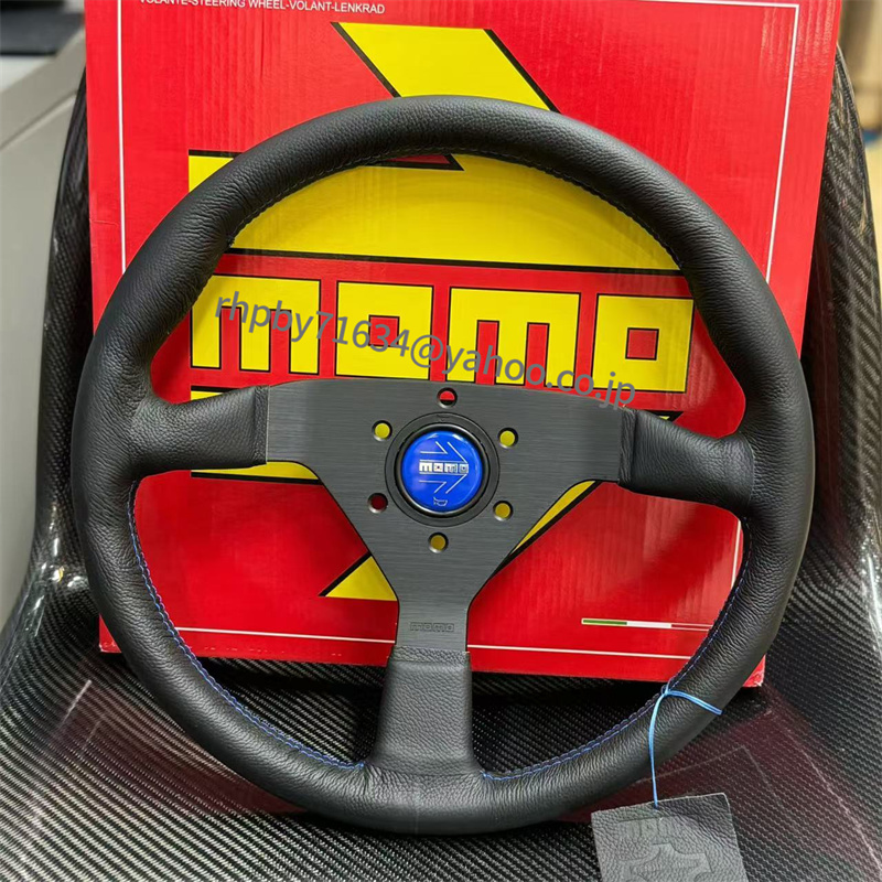 未使用 MOMO ステアリング 競技用改装ハンドル blue 14インチ スポーツ ステアリング ホイール ●RH044拍卖