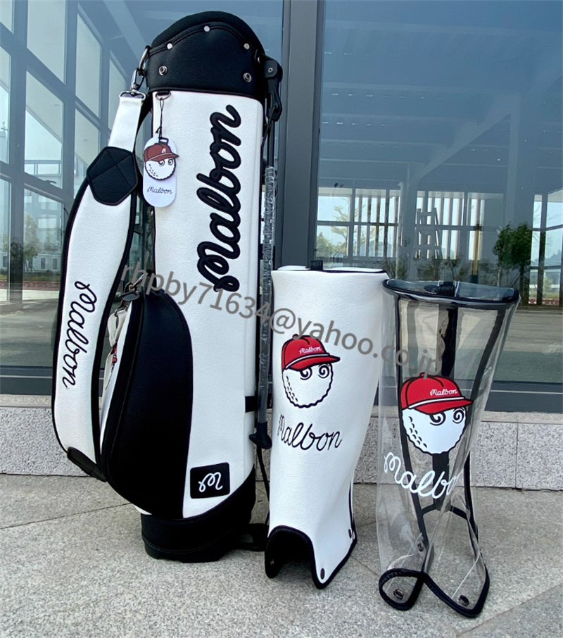 Malbon golf キャディバッグ ヘッド フード2種類付き 3-way ゴルフバッグ ホワイト ●RH116拍卖