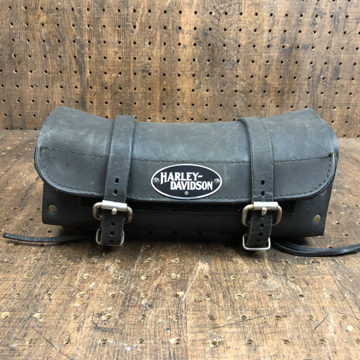 70s 80s◆純正 本革 ツールバッグ エンブレム ハーレー ビンテージ 当時物 ショベル アイアン スポーツスター チョッパー AMF FLH FX XLH拍卖