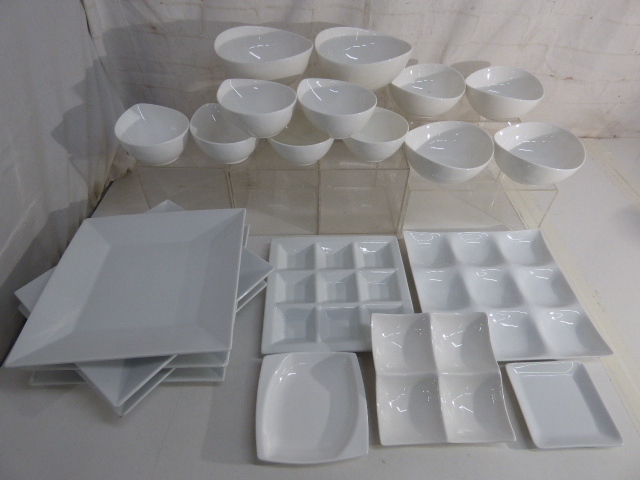 む547.白いお皿 シンプル 仕切り皿 ボウル しずく型 変形 スクエアプレート 小皿 小鉢 種類色々【約20点】拍卖