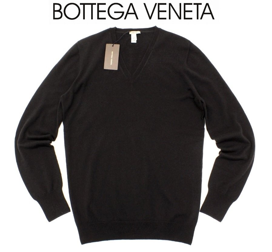 ●35万新品◆52=XL◆焦茶カシミア100%ボッテガヴェネタ Vネックニット 1円拍卖