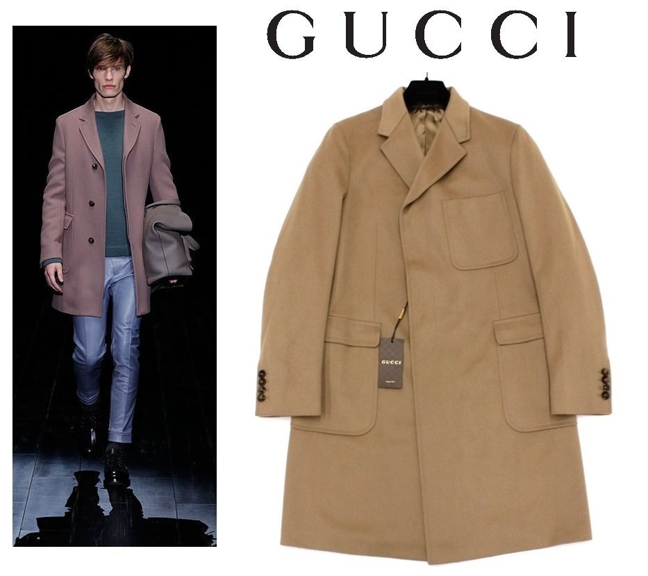 75万新品◆46=S◆GUCCI グッチ キャメルベージュウールチェスターコート1円拍卖