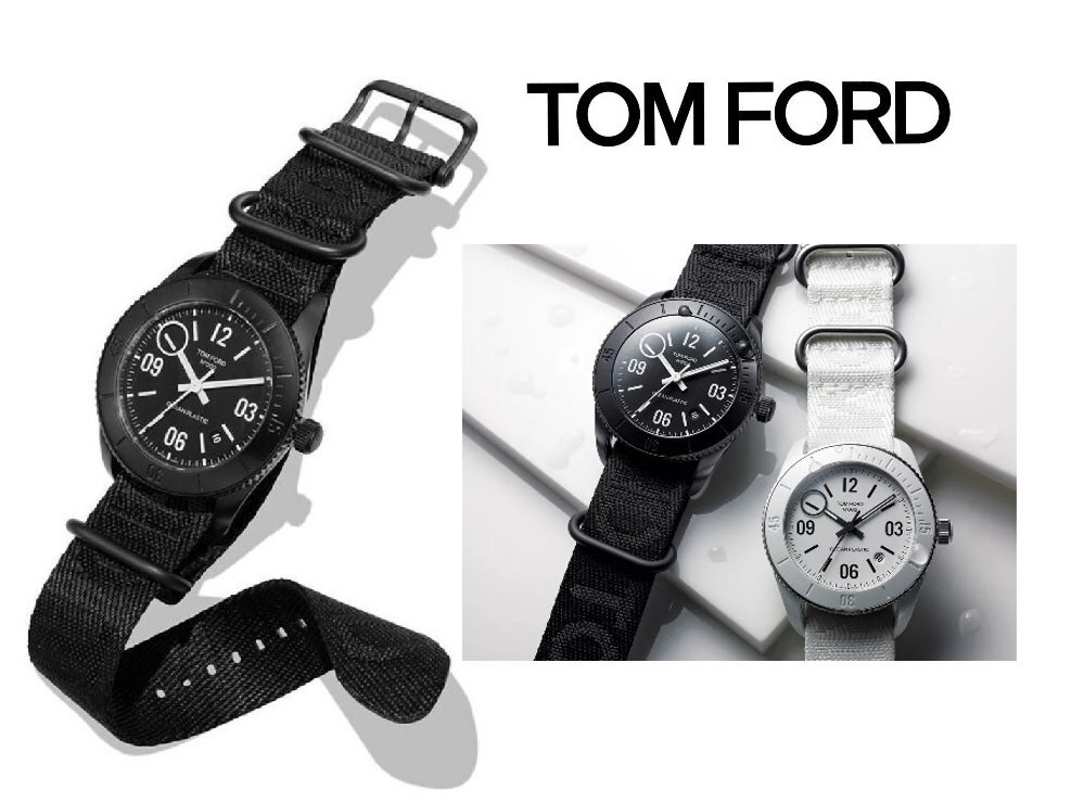 ●35万新品◆TOMFORD トムフォード 自動巻腕時計 OCEAN PLASTIC SPORT N.002 マットブラックダイヤル テキスタイルベルト黒 1円拍卖