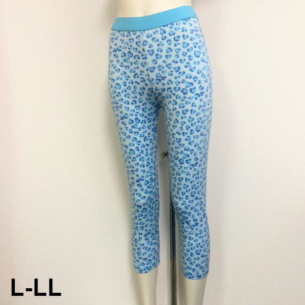 即決新品 レディース スポーツレギンス 7分丈 ランニングレギンス ブルー総柄 L-LL 送料無料拍卖