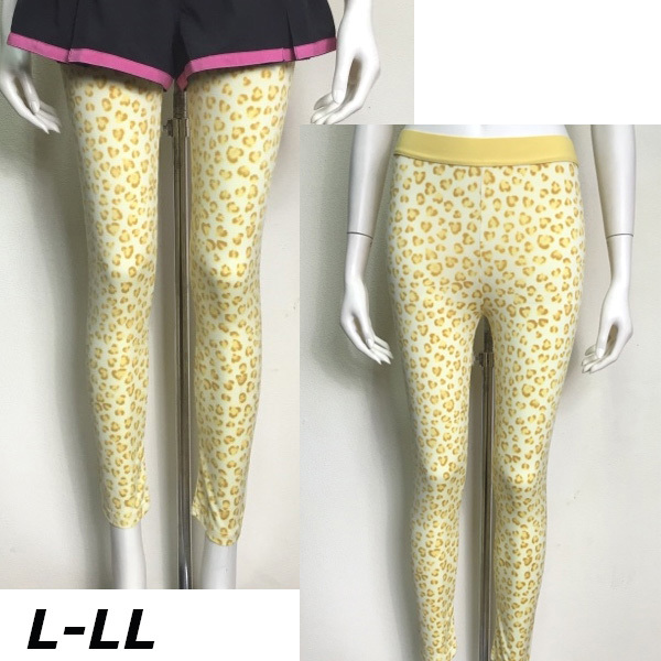 即決新品 レディース レギンス 10分 イエロー柄 L-LL 送料無料拍卖