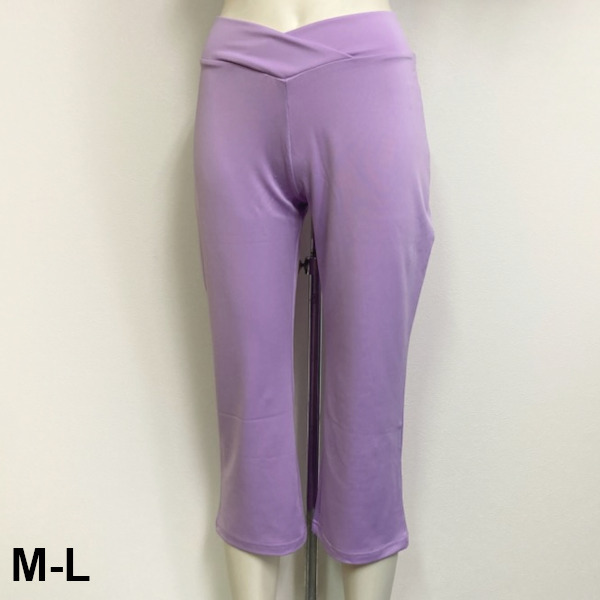 即決新品 レディース 7分 クロスウエストパンツ ラベンダー M-L フィットネス ヨガ スポーツ 送料無料拍卖